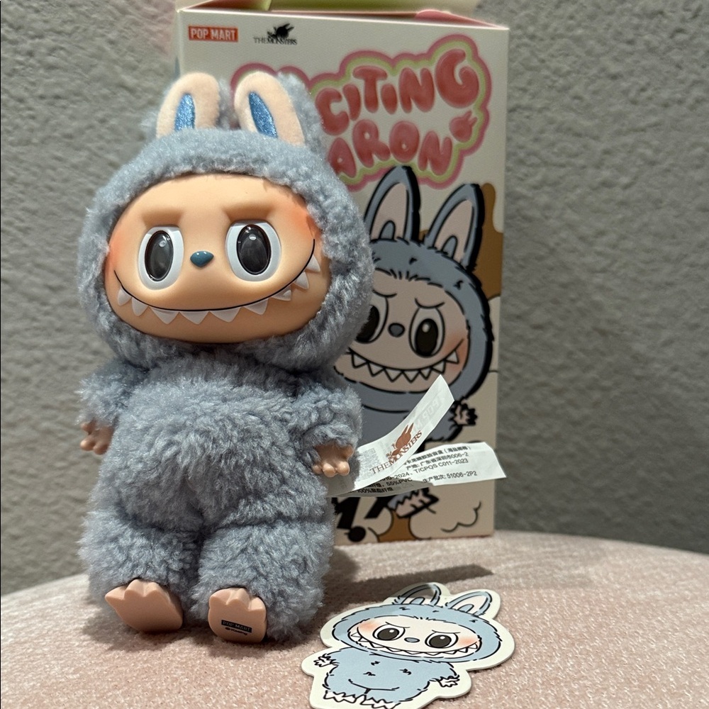 Labubu Cute sea Salt Coconut Furry Character Toy with Sticker.